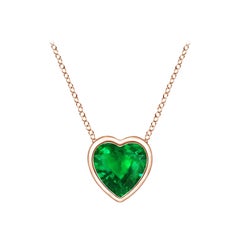 Colgante Esmeralda Corazón Solitario con Bisel Natural Angara en Oro Rosa de 14K