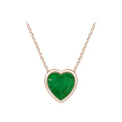 Colgante Esmeralda Corazón Solitario con Bisel Natural Angara en Oro Rosa de 14K
