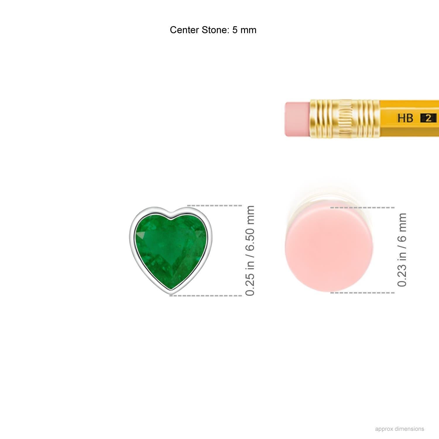 Cuore Ciondolo con smeraldo solitario con castone naturale di Angara in oro bianco 14 carati in vendita