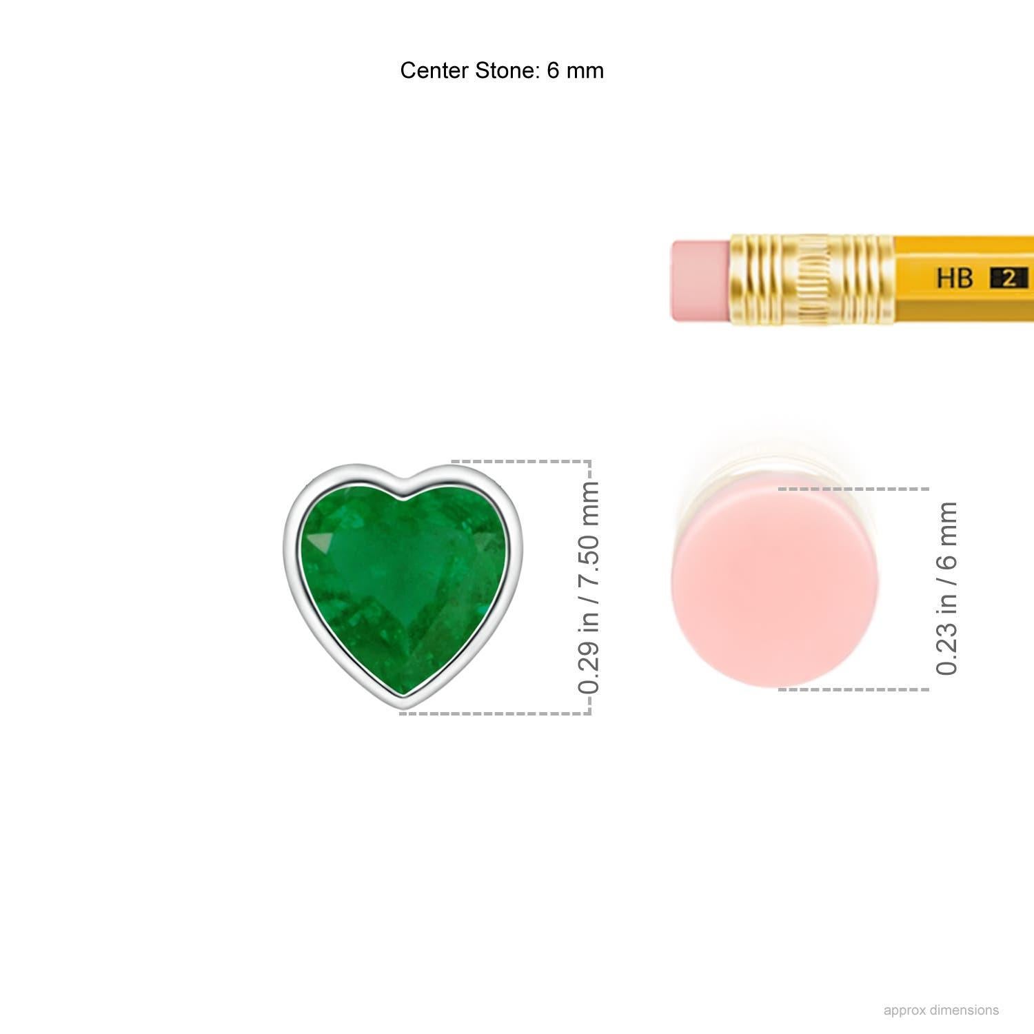 Cuore Ciondolo con smeraldo solitario con castone naturale di Angara in oro bianco 14 carati in vendita
