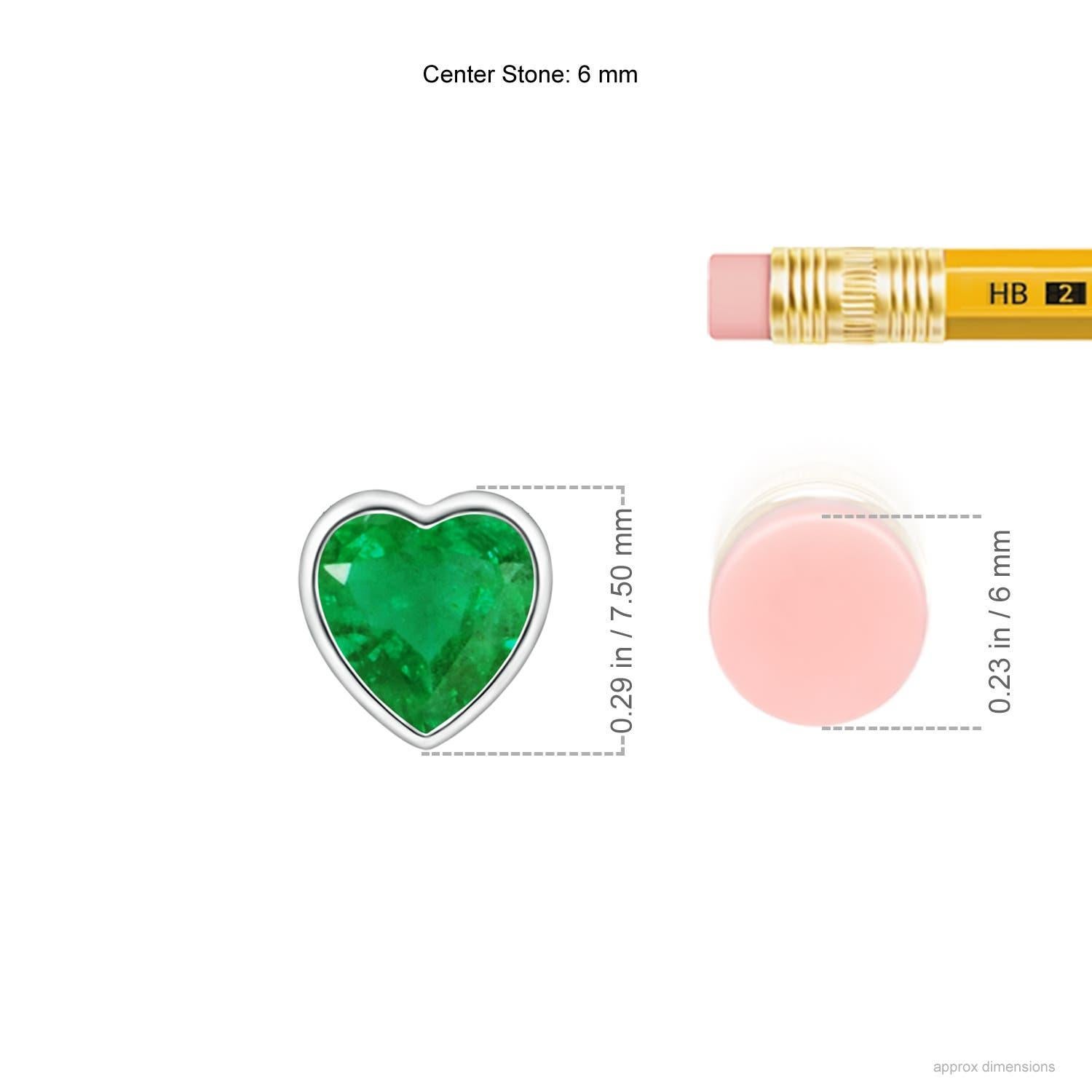 Cuore Ciondolo con smeraldo solitario con castone naturale di Angara in oro bianco 14 carati in vendita