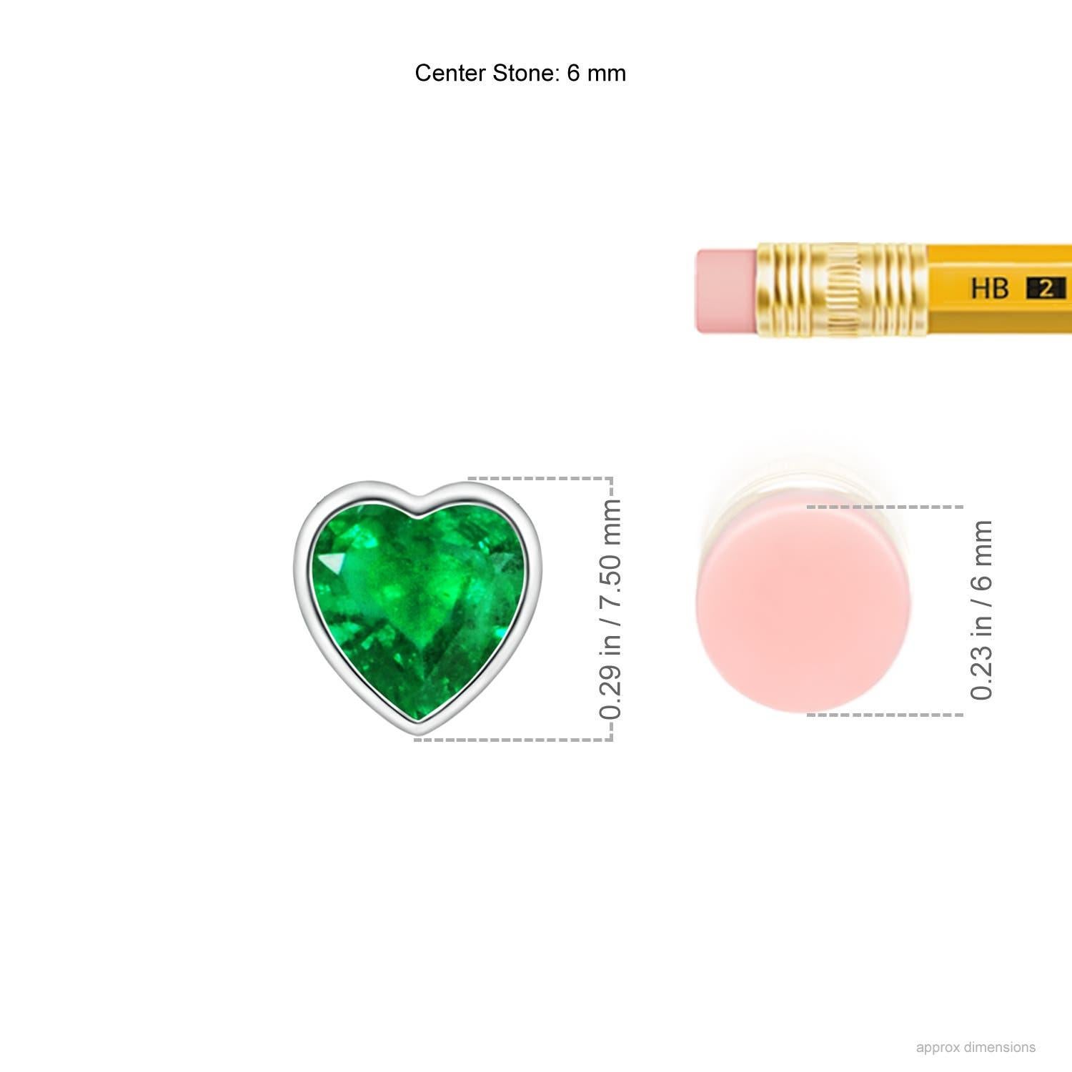 Cuore Ciondolo con smeraldo solitario con castone naturale di Angara in oro bianco 14 carati in vendita