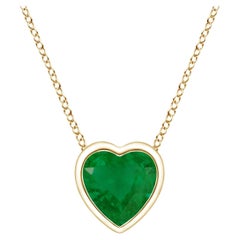 Angara Natural Bezel-Set Solitaire Heart Emerald Pendant in 14K Yellow Gold