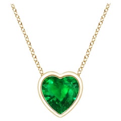 Angara Natural Bezel-Set Solitaire Heart Emerald Pendant in 14K Yellow Gold