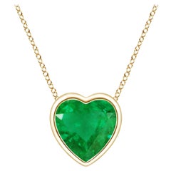 Angara Natural Bezel-Set Solitaire Heart Emerald Pendant in 14K Yellow Gold