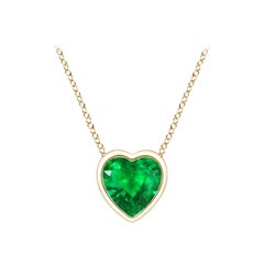Angara Natural Bezel-Set Solitaire Heart Emerald Pendant in 14K Yellow Gold