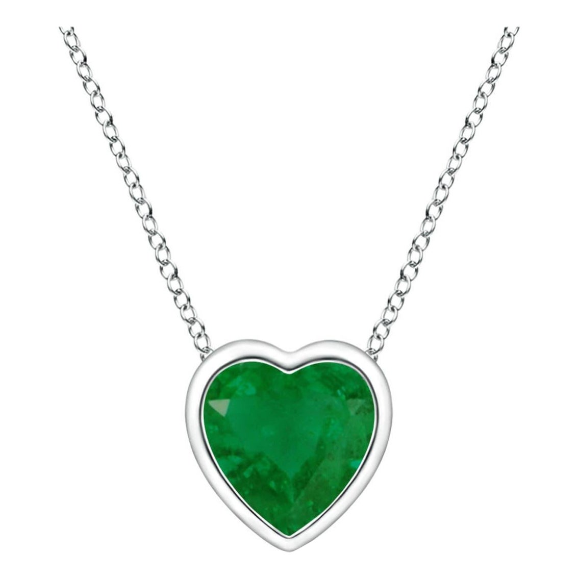 Angara Natural Bezel-Set Solitär Herz Smaragd Anhänger in Platin für Frauen