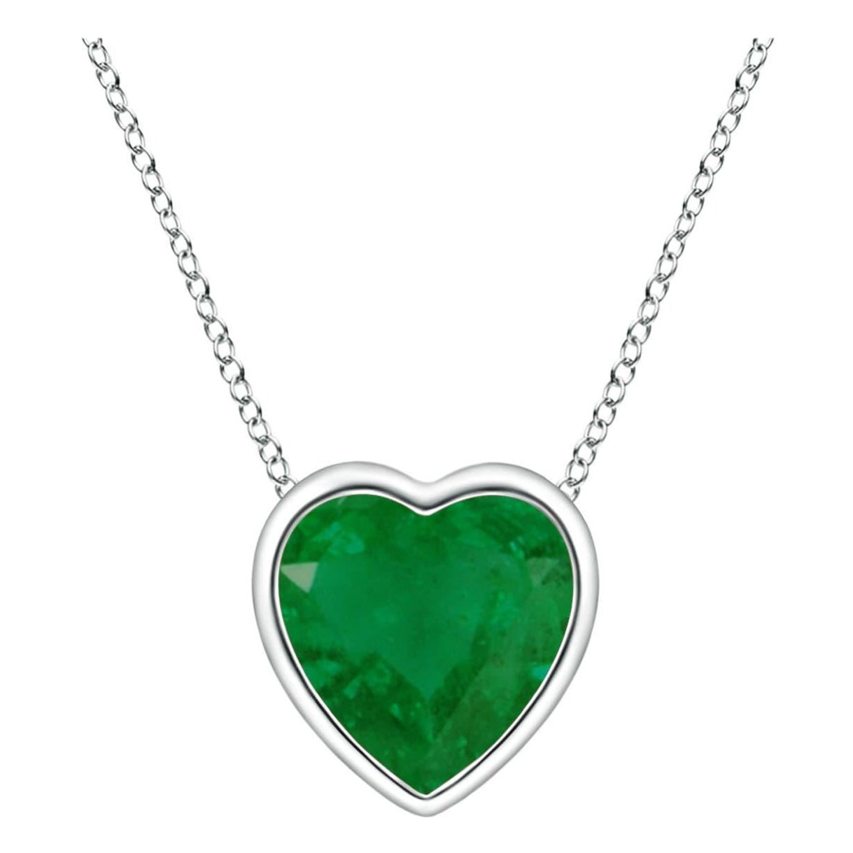 Angara Natural Bezel-Set Solitär Herz Smaragd Anhänger in Platin für Frauen