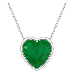 Angara Natural Bezel-Set Solitär Herz Smaragd Anhänger in Platin für Frauen