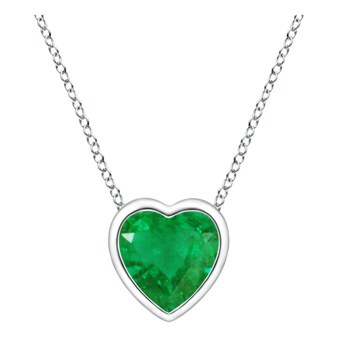 Angara Natural Bezel-Set Solitär Herz Smaragd Anhänger in Platin für Frauen