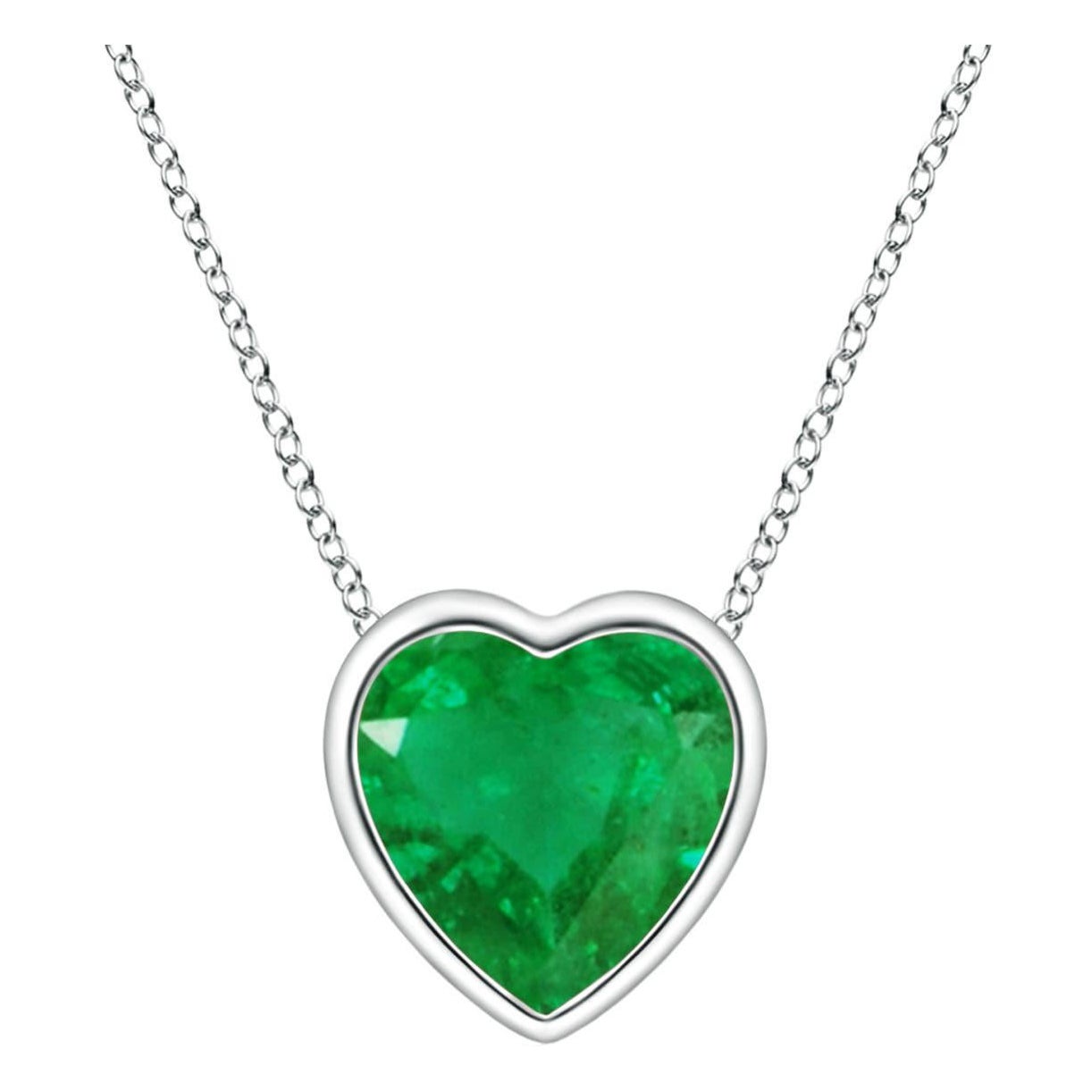 Angara Natural Bezel-Set Solitär Herz Smaragd Anhänger in Platin für Frauen