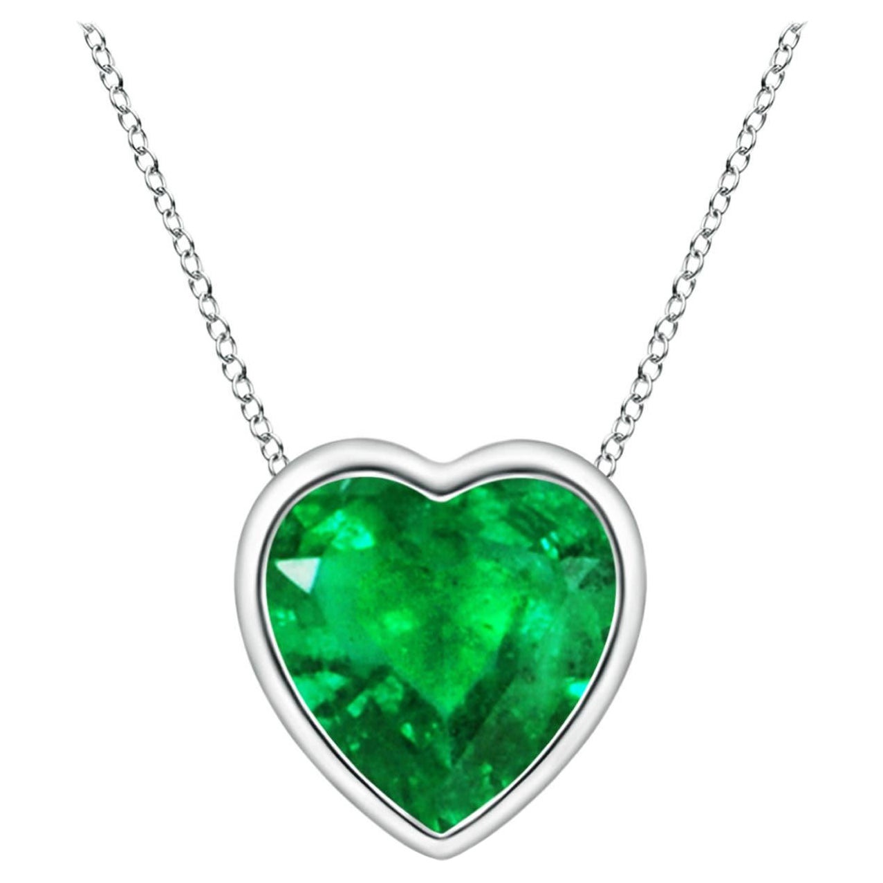 Angara Natural Bezel-Set Solitär Herz Smaragd Anhänger in Platin für Frauen