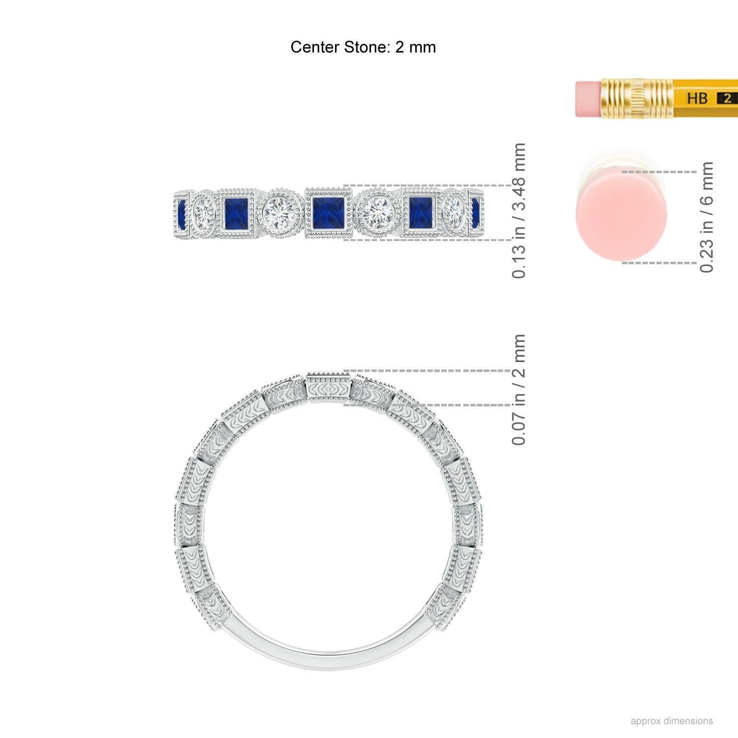 Angara Natural Bezel-Set Square Sapphire and Round Diamond Ring in 14K Gold In New Condition For Sale In Los Angeles, CA