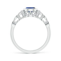 Angara Natural Bezel Set Vintage Pear Sapphire Ring with Diamond in 14K Gold