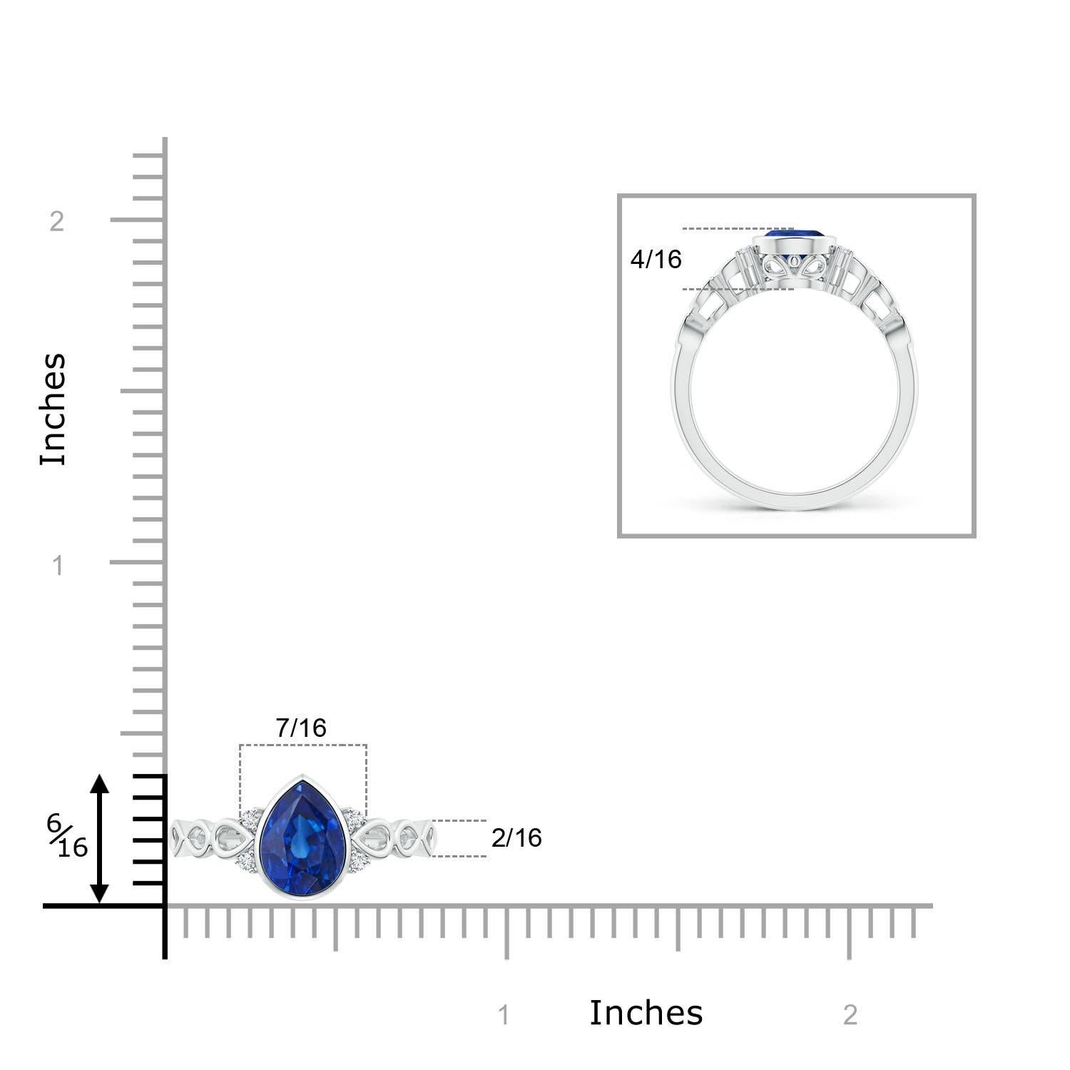Angara Natural Bezel Set Vintage Pear Sapphire Ring with Diamond in 14K Gold In New Condition For Sale In Los Angeles, CA