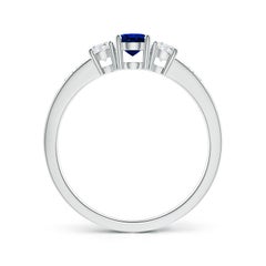Anillo de compromiso Angara de zafiro azul natural y diamante en oro macizo de 14 quilates