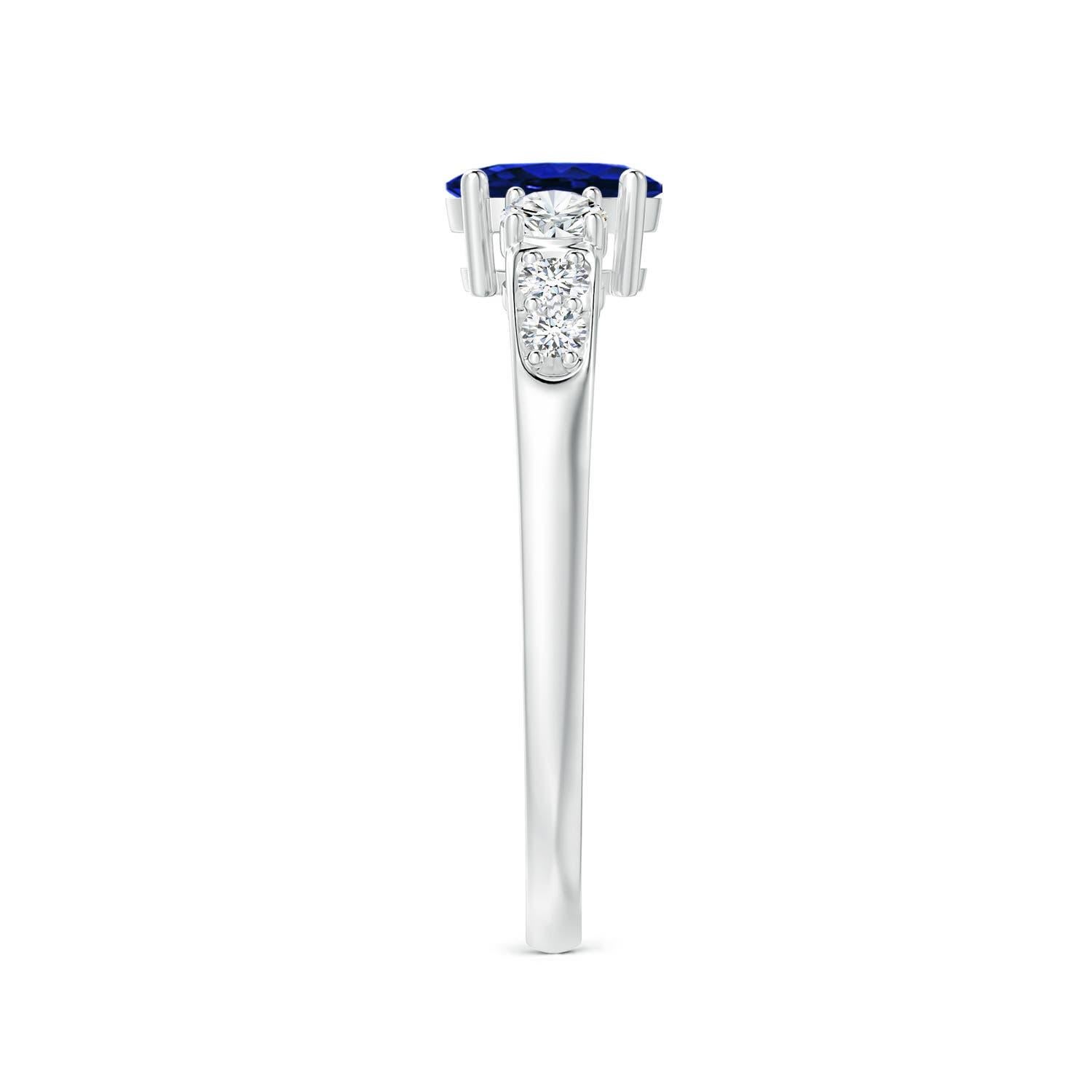 Anillo de compromiso Angara de zafiro azul natural y diamante en oro macizo de 14 quilates en Nuevo estado para la venta en Los Angeles, CA