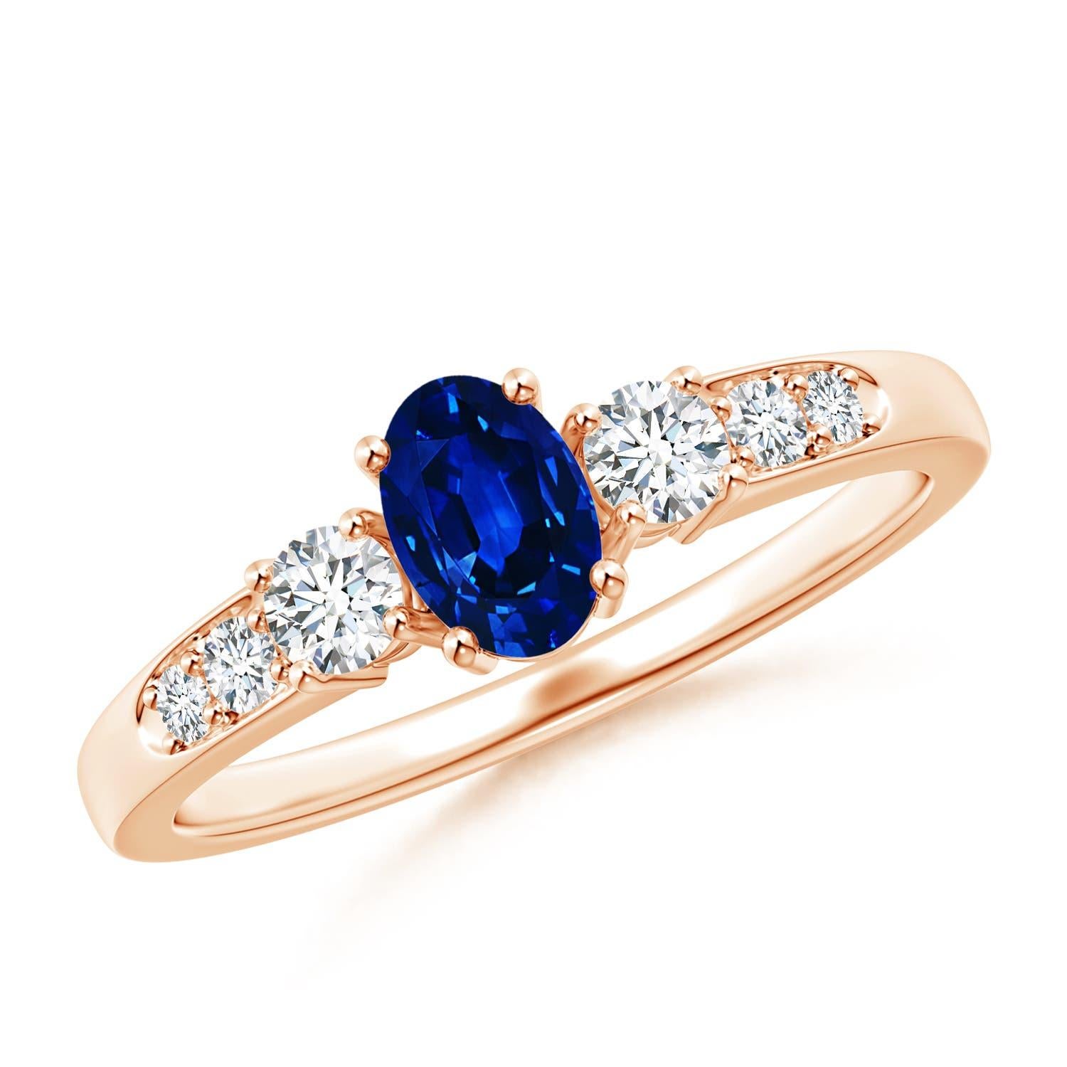 Anillo de compromiso Angara de zafiro azul natural y diamante en oro macizo de 14 quilates en venta 3