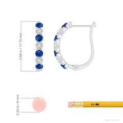 Angara Natural Blue Sapphire and Diamond Huggie Hoop Earrings in 14K Solid Gold