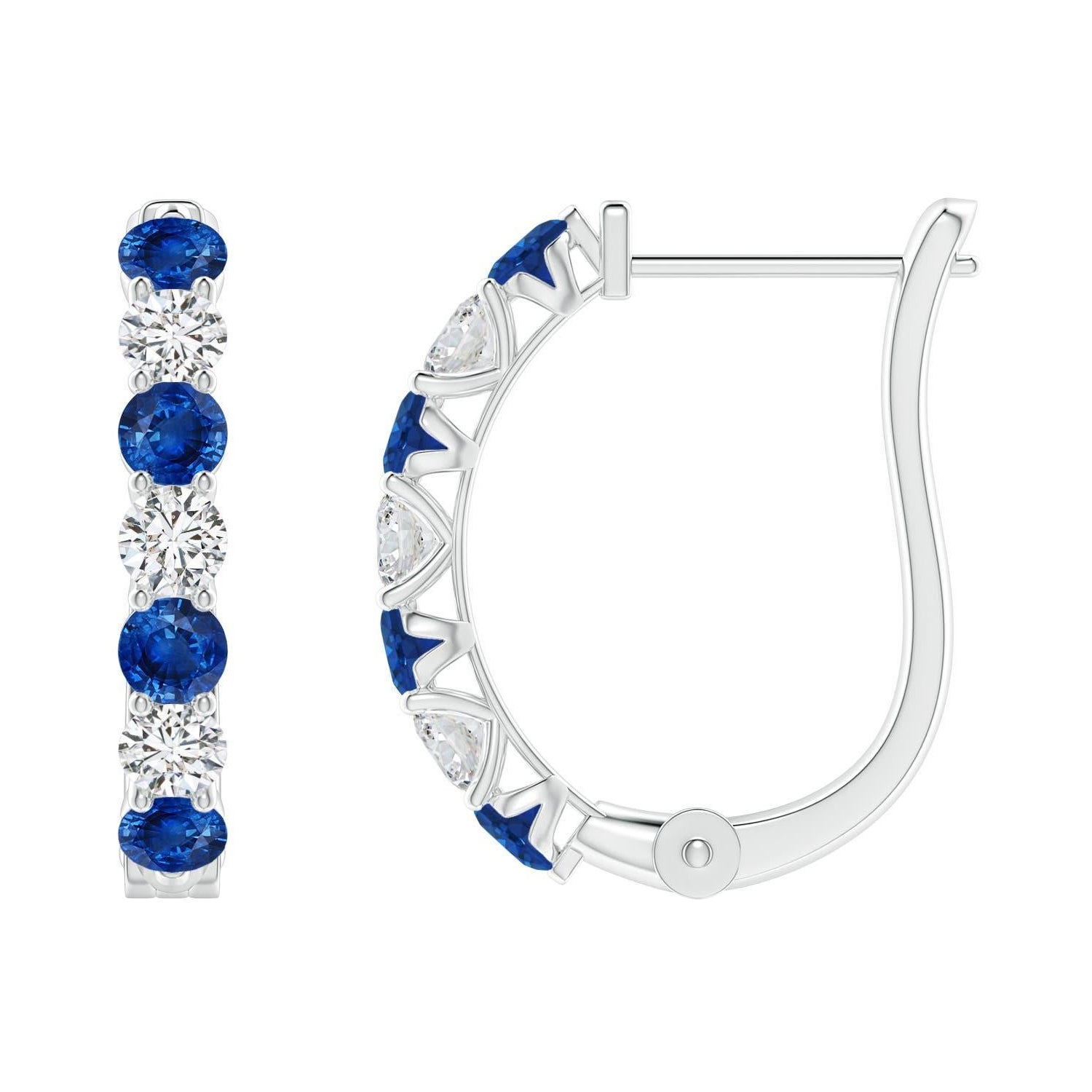 Angara - Boucles d
oreilles en or massif 14 carats avec saphir bleu naturel et diamant