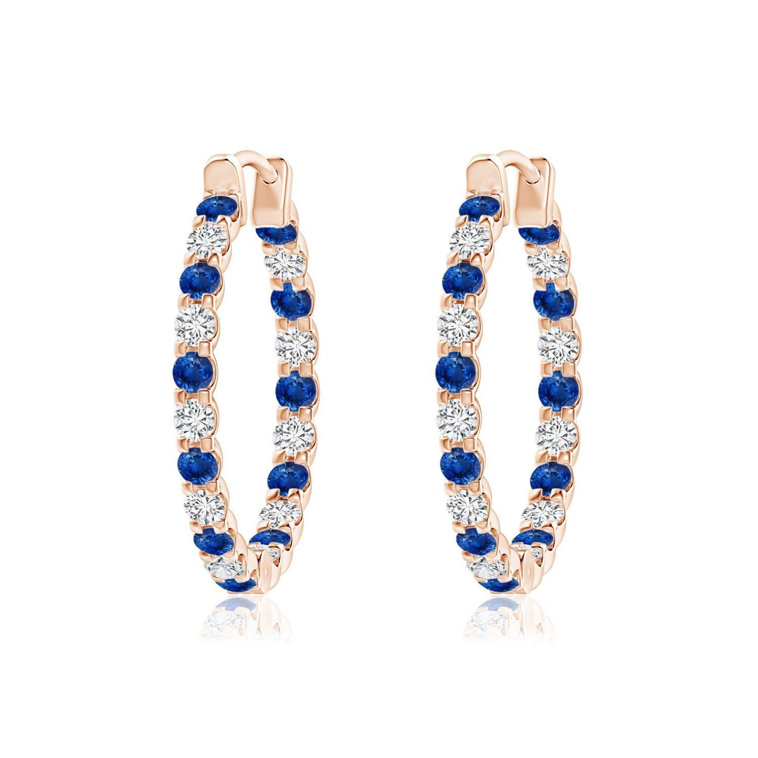 Boucle d'oreille en or 14 carats avec saphir bleu naturel et diamant à l'envers Angara Pour femmes en vente