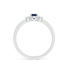 Angara Natural Blue Sapphire and Diamond Three Stone Engagement Ring in 14K Gold