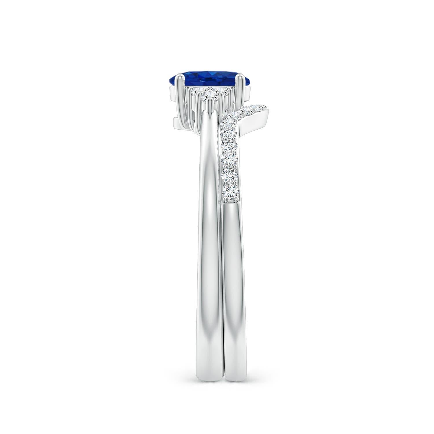 Juego de novia trío de zafiro azul natural y diamantes Angara en oro macizo de 14 quilates Moderno en venta