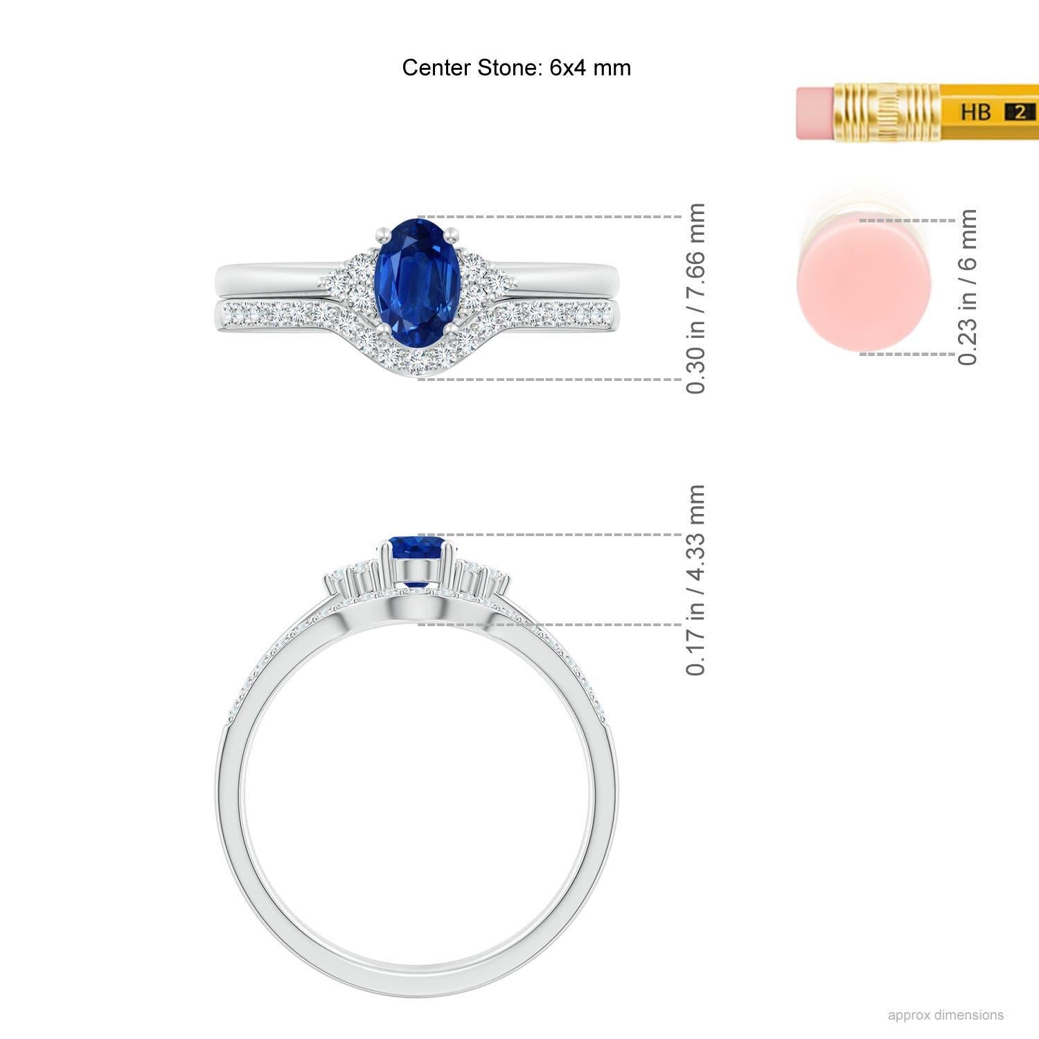Juego de novia trío de zafiro azul natural y diamantes Angara en oro macizo de 14 quilates en Nuevo estado para la venta en Los Angeles, CA
