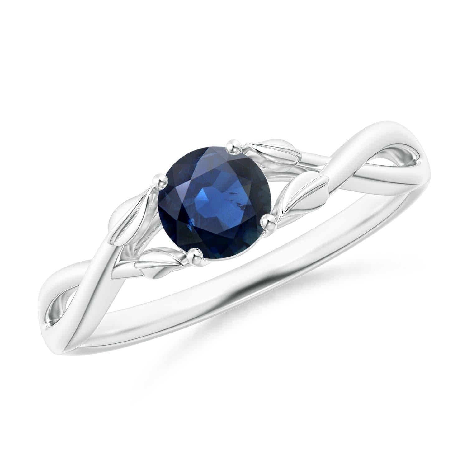 Anillo de compromiso cruzado de zafiro azul natural Angara en oro macizo de 14 quilates en venta 1