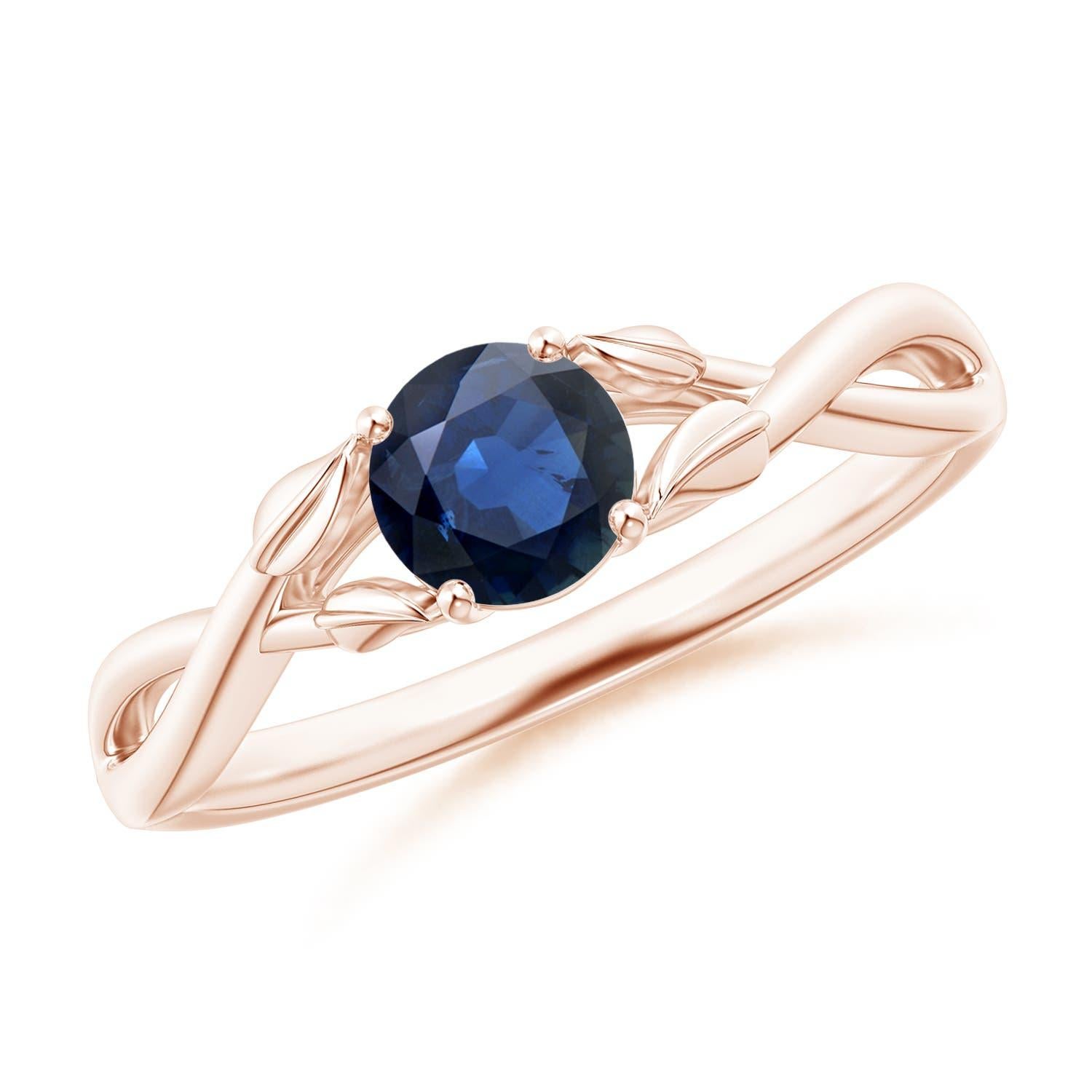 Anillo de compromiso cruzado de zafiro azul natural Angara en oro macizo de 14 quilates en venta 2