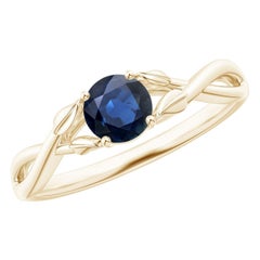 Anillo de compromiso cruzado de zafiro azul natural Angara en oro macizo de 14 quilates