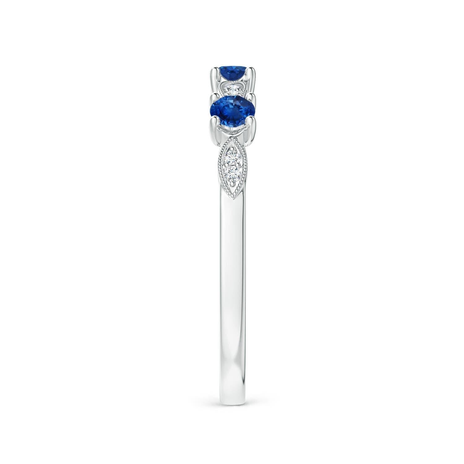 Angara natürlichen blauen Saphir & Diamant Marquise und Dot Ring in 14K massivem Gold (Rundschliff) im Angebot