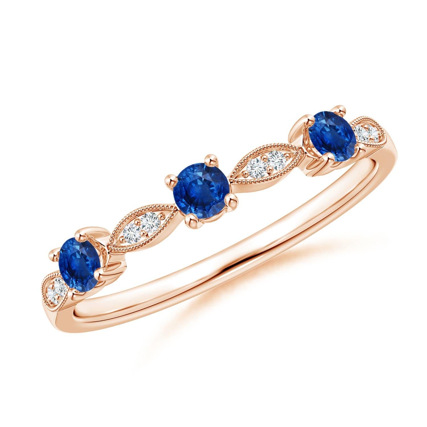 Angara natürlichen blauen Saphir & Diamant Marquise und Dot Ring in 14K massivem Gold im Angebot 2