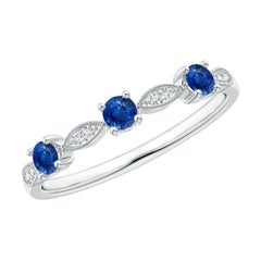 Angara Natural Blue Sapphire & Diamond Marquise and Dot Ring in 14K Solid Gold