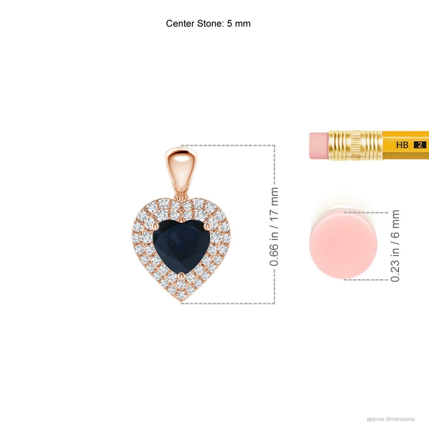 Cuore Ciondolo a cuore con zaffiro blu naturale e diamante in oro rosa 14 carati di Angara in vendita