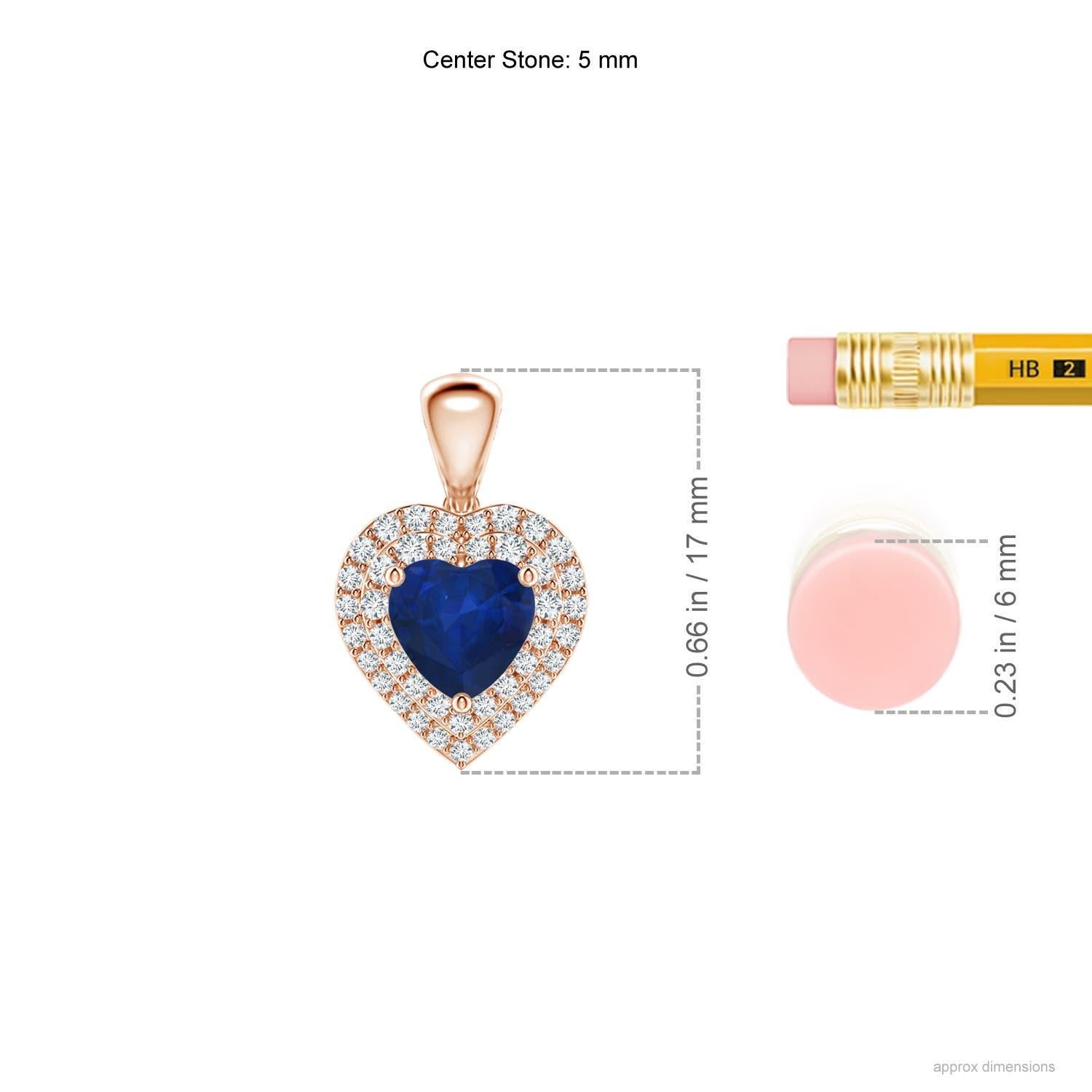 Cuore Ciondolo a cuore con zaffiro blu naturale e diamante in oro rosa 14 carati di Angara in vendita