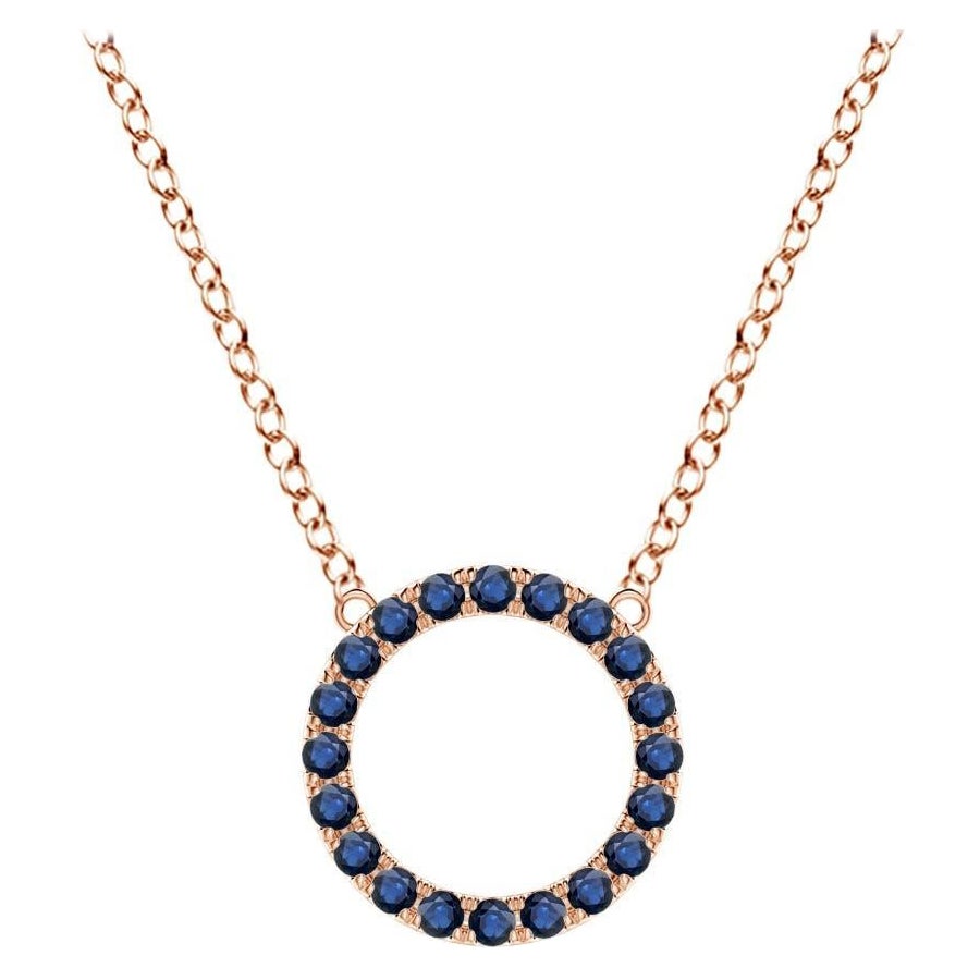 Pendentif d'éternité en or rose 14 carats avec saphir bleu naturel Angara