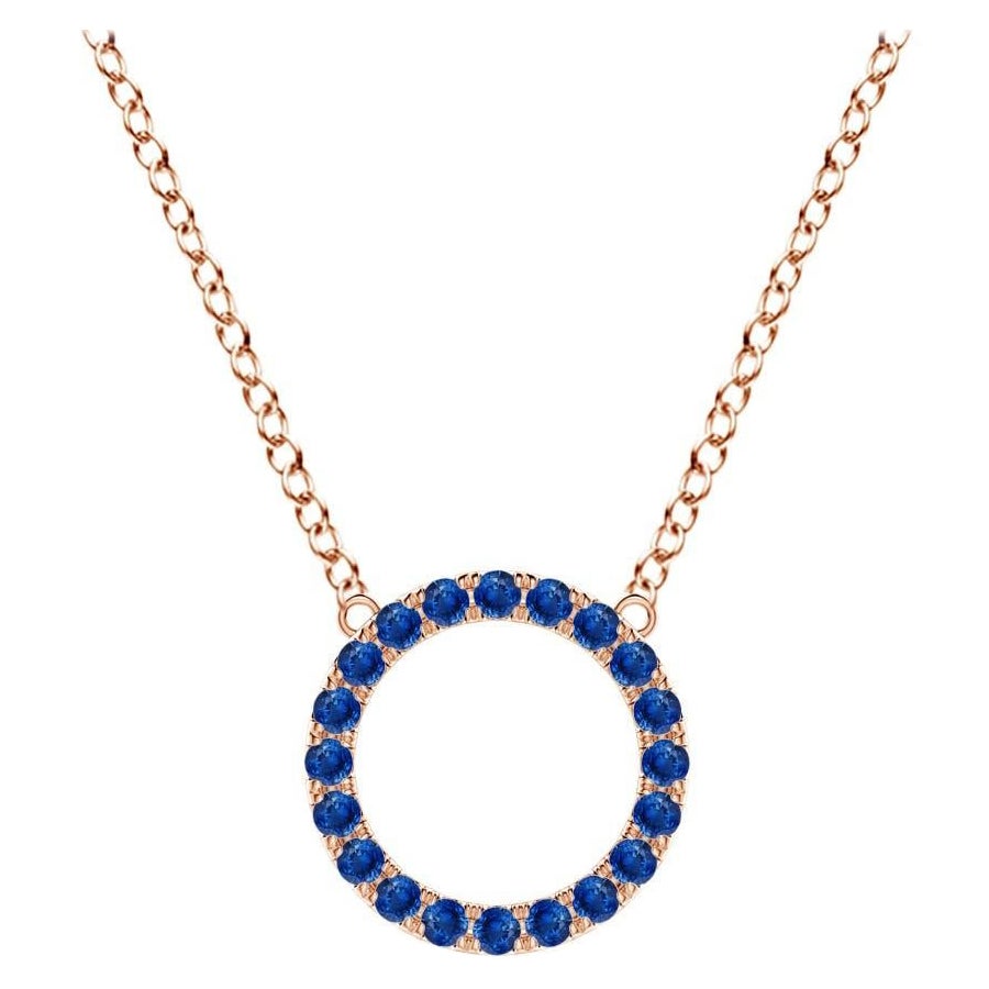 Pendentif d'éternité en or rose 14 carats avec saphir bleu naturel Angara