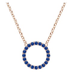 Angara Natural Blue Sapphire Open Circle Eternity Pendant in 14K Rose Gold