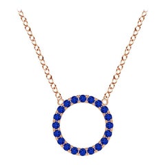 Angara Natural Blue Sapphire Open Circle Eternity Pendant in 14K Rose Gold