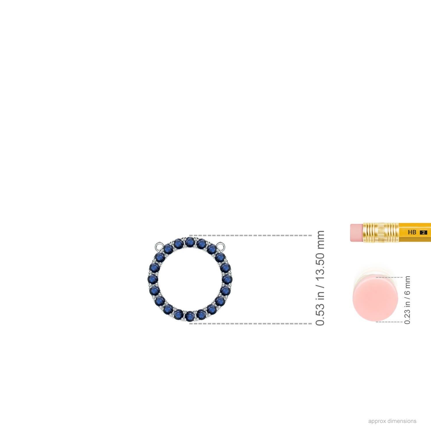 Moderno Ciondolo a forma di cerchio aperto con zaffiro blu naturale di Angara, oro bianco 14 carati in vendita