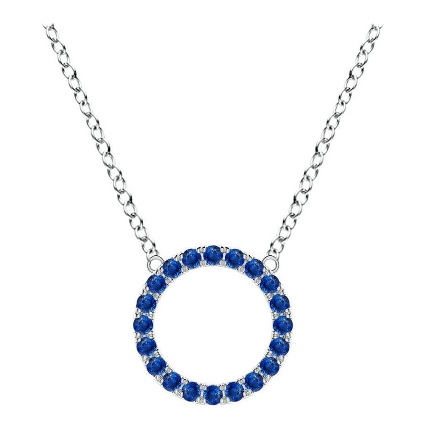 Pendentif d'éternité en or blanc 14 carats avec saphir bleu naturel Angara