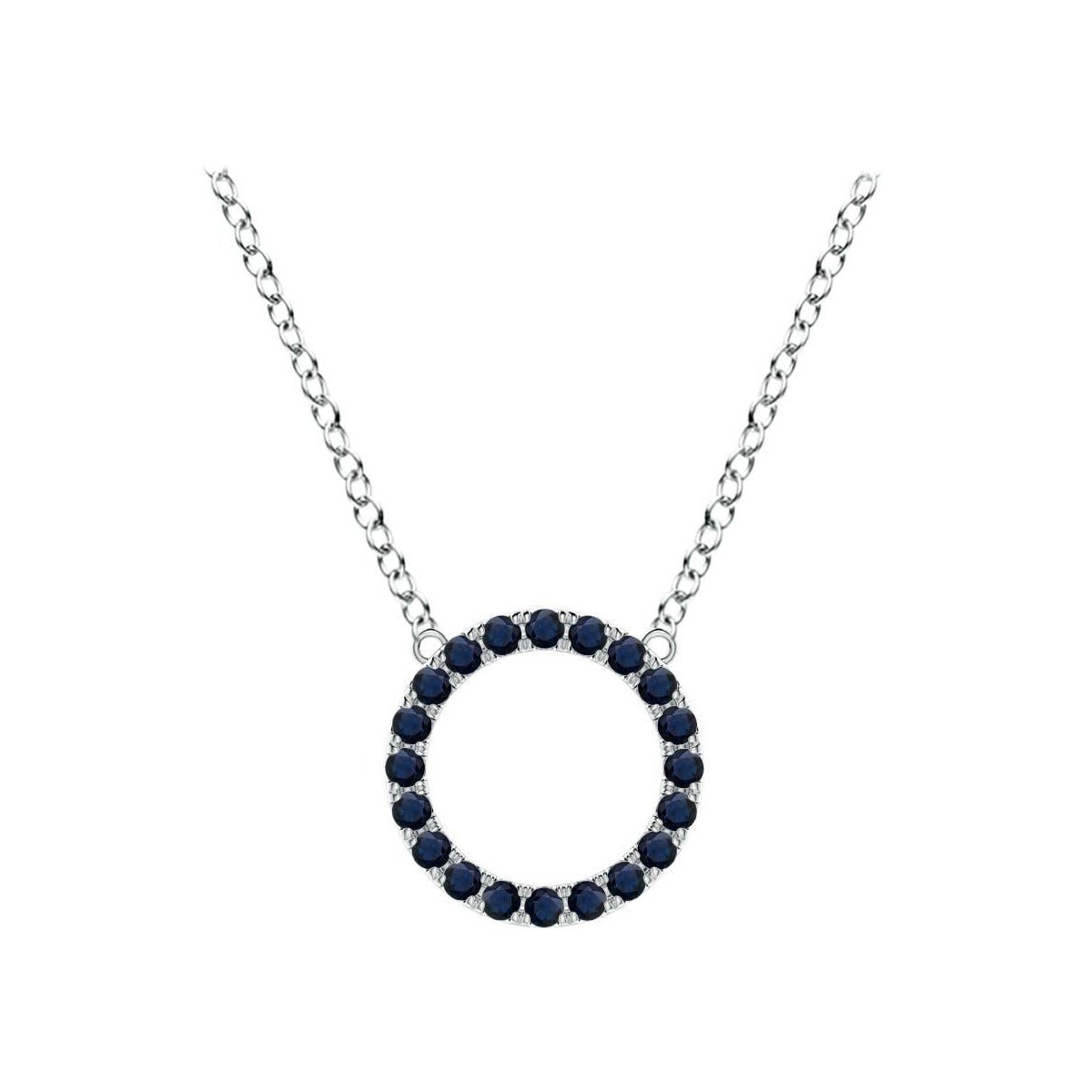 Pendentif d'éternité en or blanc 14 carats avec saphir bleu naturel Angara