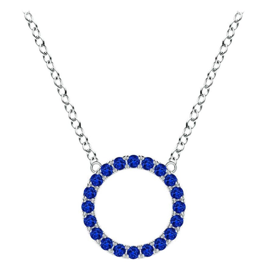Pendentif d'éternité en or blanc 14 carats avec saphir bleu naturel Angara