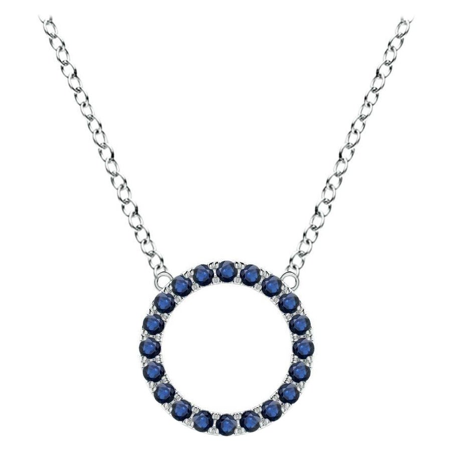 Pendentif d'éternité en or blanc 14 carats avec saphir bleu naturel Angara en vente