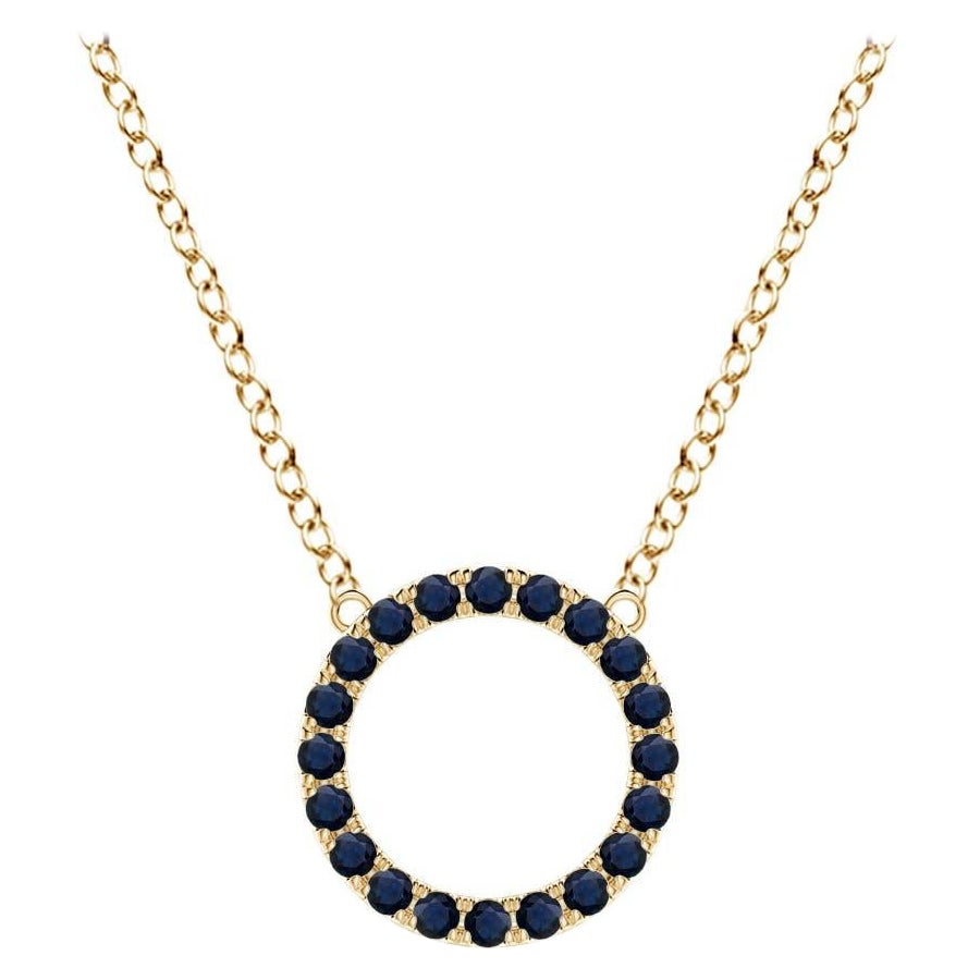 Pendentif d'éternité en or jaune 14K avec saphir bleu naturel de l'Angara en vente