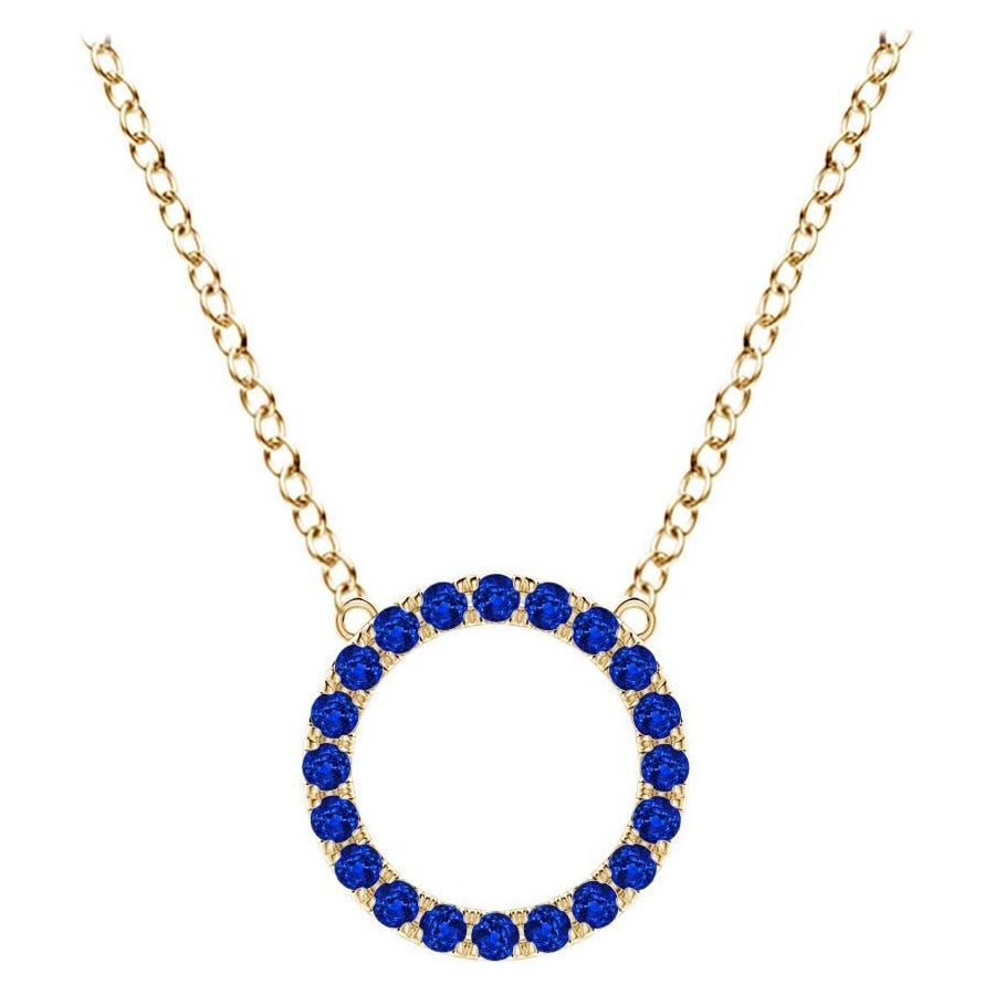 Pendentif d'éternité en or jaune 14K avec saphir bleu naturel de l'Angara