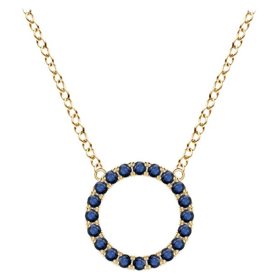 Pendentif d'éternité en or jaune 14K avec saphir bleu naturel de l'Angara