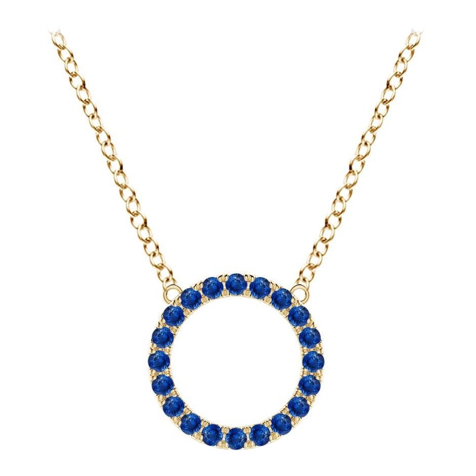 Pendentif d'éternité en or jaune 14K avec saphir bleu naturel de l'Angara