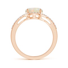 Angara Natural Bypass Round 1.15 ct Opal and Diamond Halo Ring in 14K Solid Gold